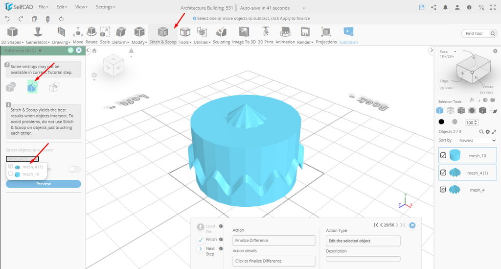 Stitch and scoop tool