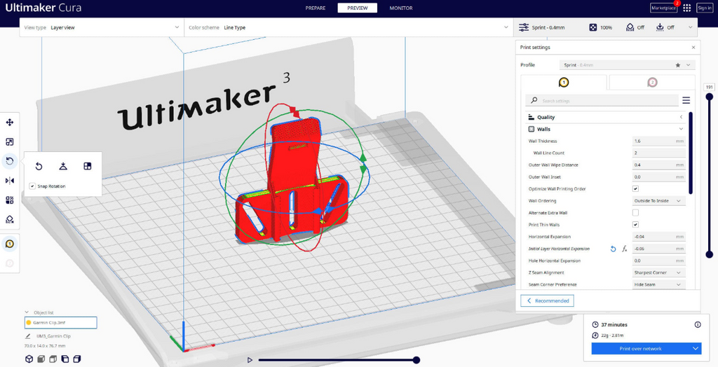 The PrusaSlicer software interface showing a 3D skull model and its well-organized, technical layout.