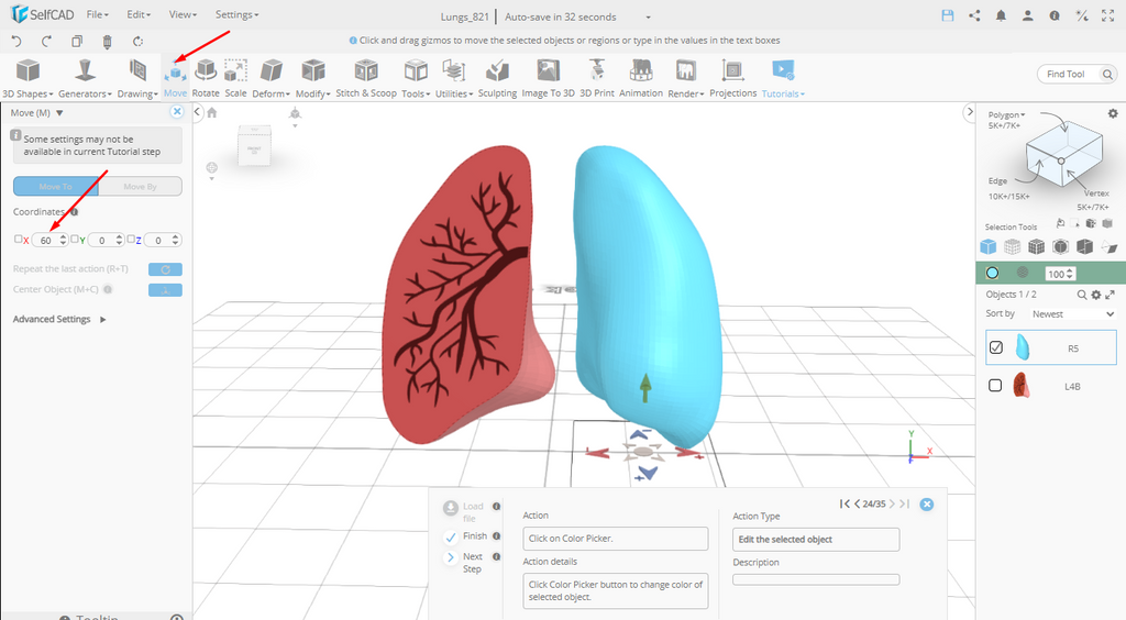 Move tool of SelfCAD