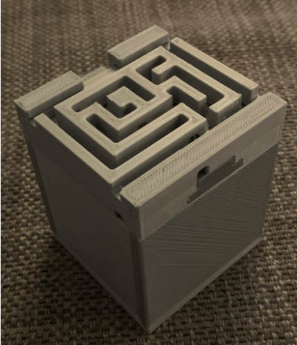 Complex 3D printed Sliding Puzzle Box from Hell displaying its intricate, maze-like internal mechanism