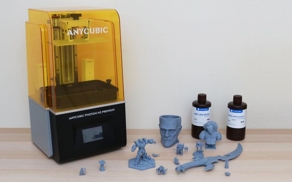Anycubic Photon M3 Premium resin 3D printer with printed miniatures