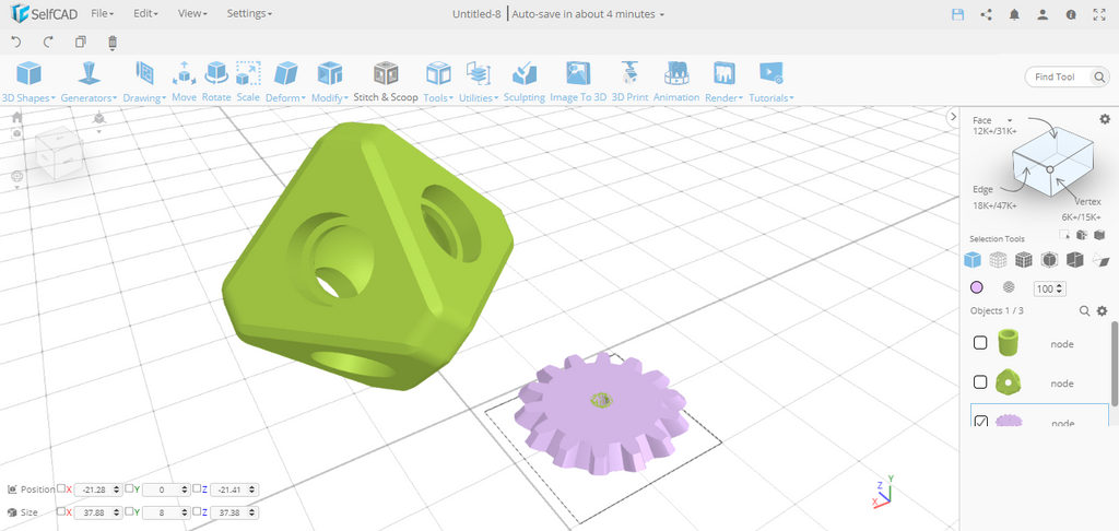 Octahedron Bevel Gear Fidget Spinner