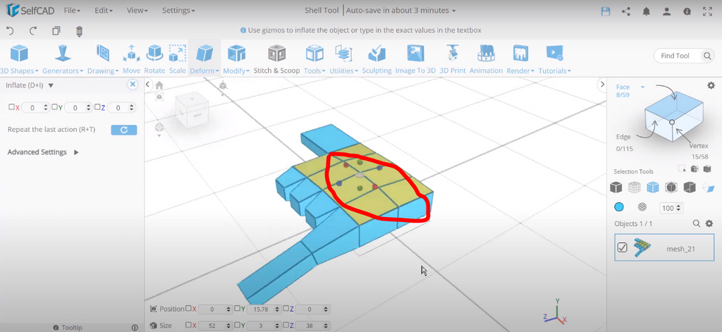 3D modeling in SelfCAD