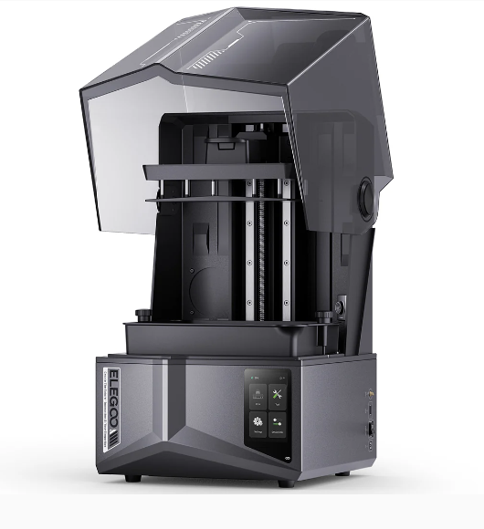 Elegoo Saturn 4 Ultra 12K resin printer featuring tilt-release technology and an AI camera for print monitoring.