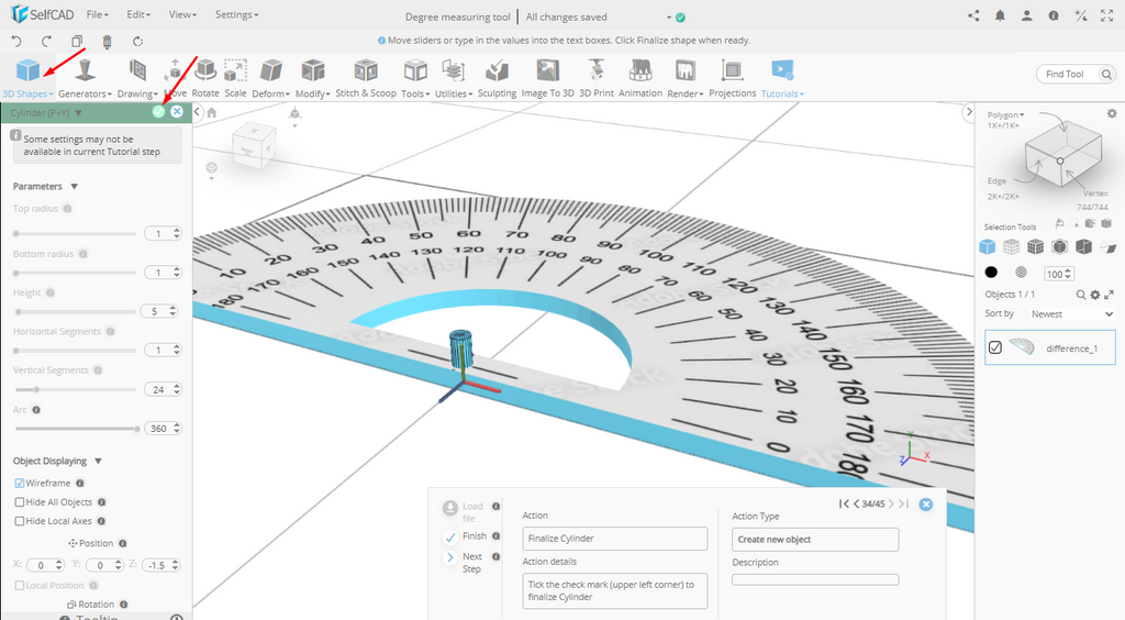 3D shapes option
