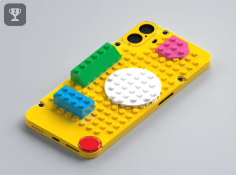 Playful 3D printed Brick Case for CMF Phone featuring a textured surface compatible with building blocks.