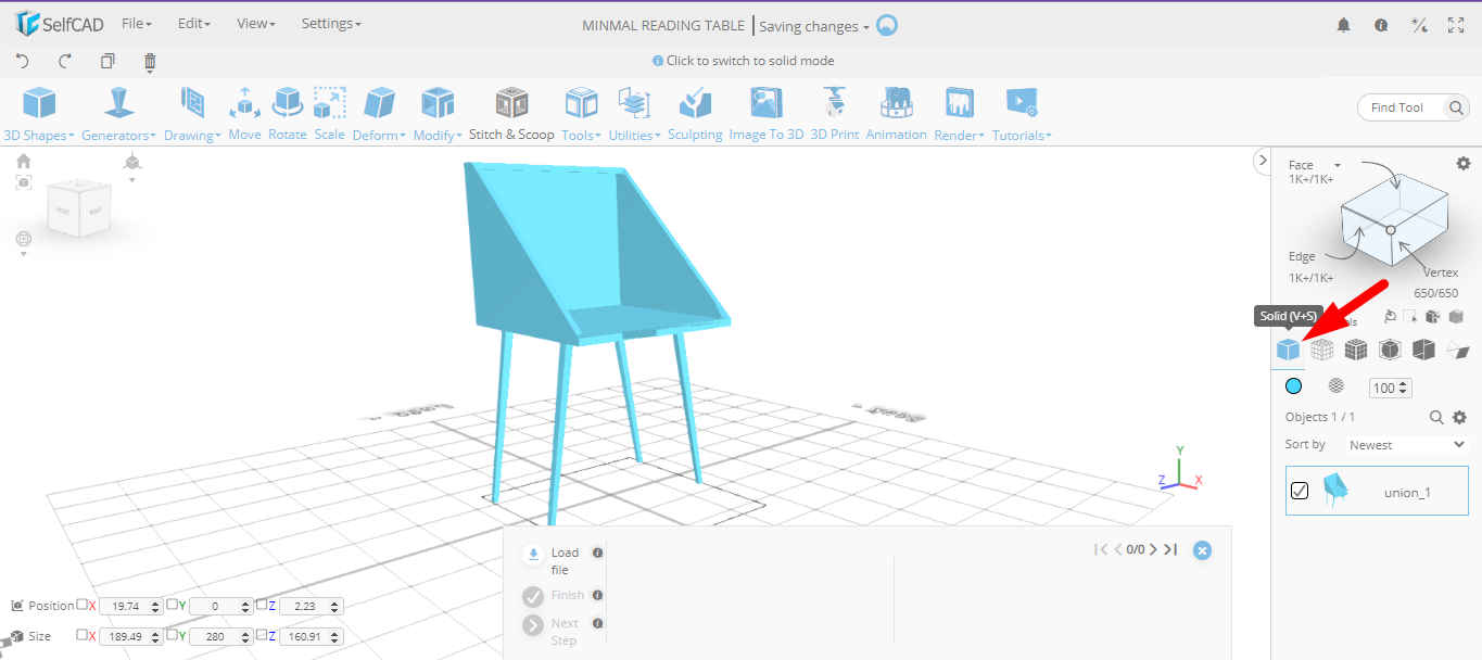 How to 3D Design a Minimal Reading Table for 3D Printing in SelfCAD
