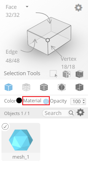 To add any texture you have to start with opening the Material section, located in the right-side panel