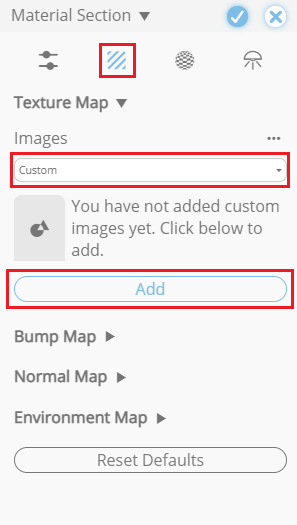 It will open a Tool Settings Panel on the left, where you can add custom textures