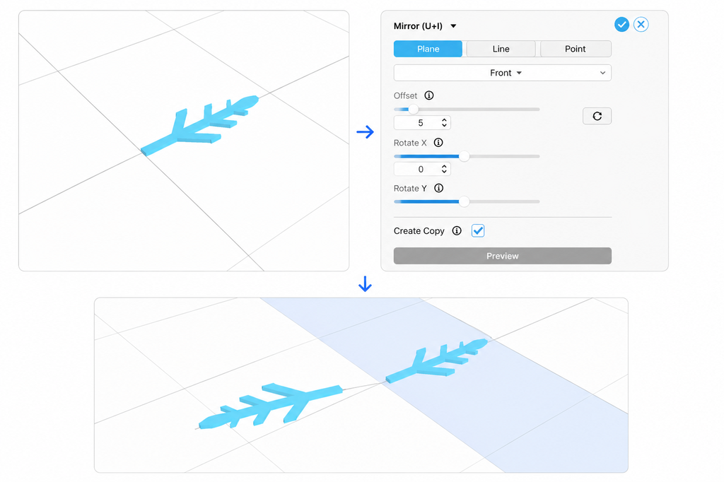 create a mirrored copy of the object