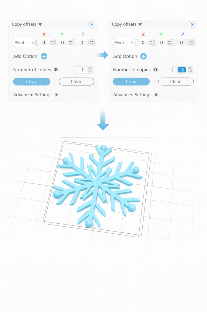 Once you set all the customization options, select the number of repetitions for the Copy Offsets before finalizing