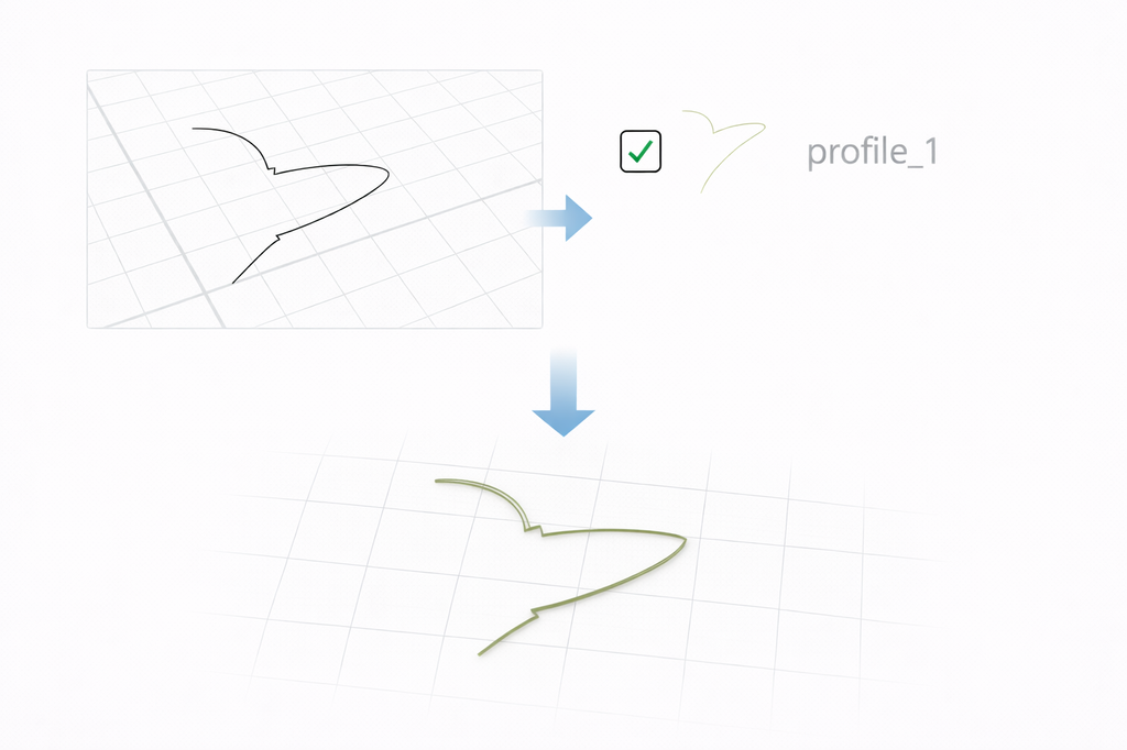 Select the object or the profile before opening the tool