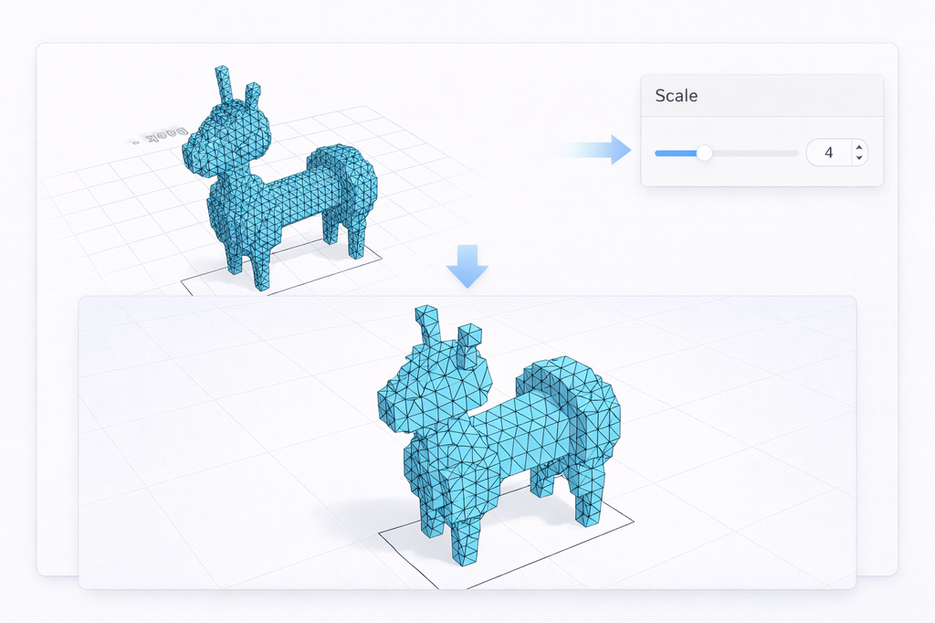 The Scale setting can further tweak the resolution of the output of the voxels. Just like before, you can manipulate it by either moving the slider or by typing the value into the text-box. Lower values will decrease the size of the voxels while using higher values will increase it.