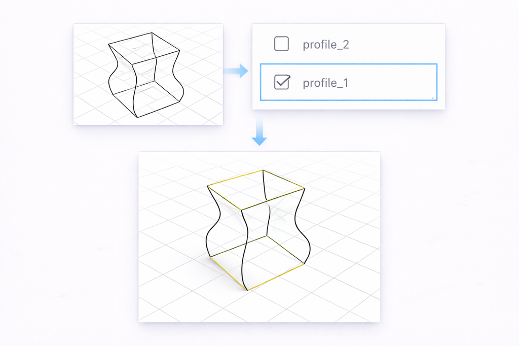 Select the profiles that will be used for Loft before opening the tool