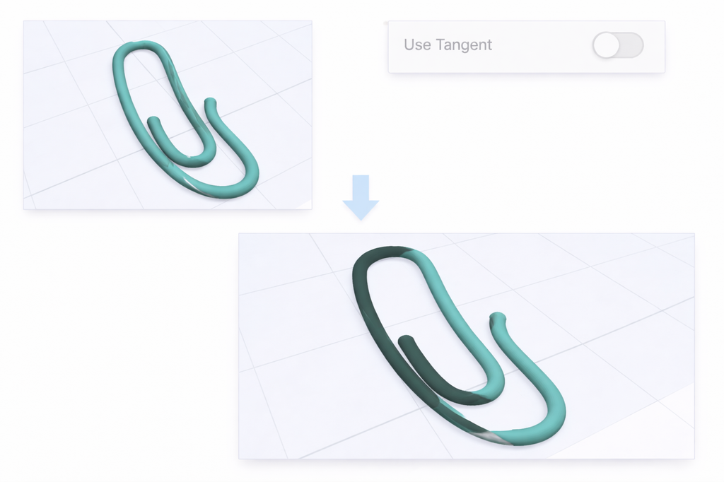 At the bottom of the Tool Settings Panel, you will find the Tangent setting. It's available for using the Follow Path with both Profiles and Shapes, and it rotates the Shape or the Profile along the Path. When you deselect it, the object will be swept along the Path while locked in one plane.