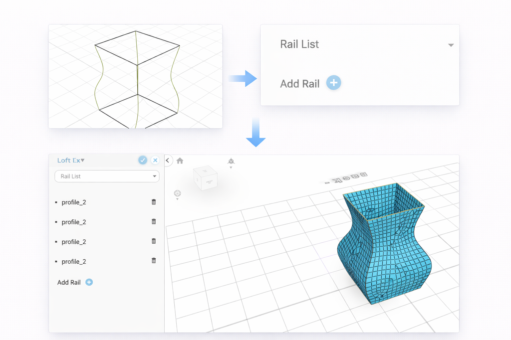 Rails offer an additional customization option for the Loft, by adding the option to add contours for the loft