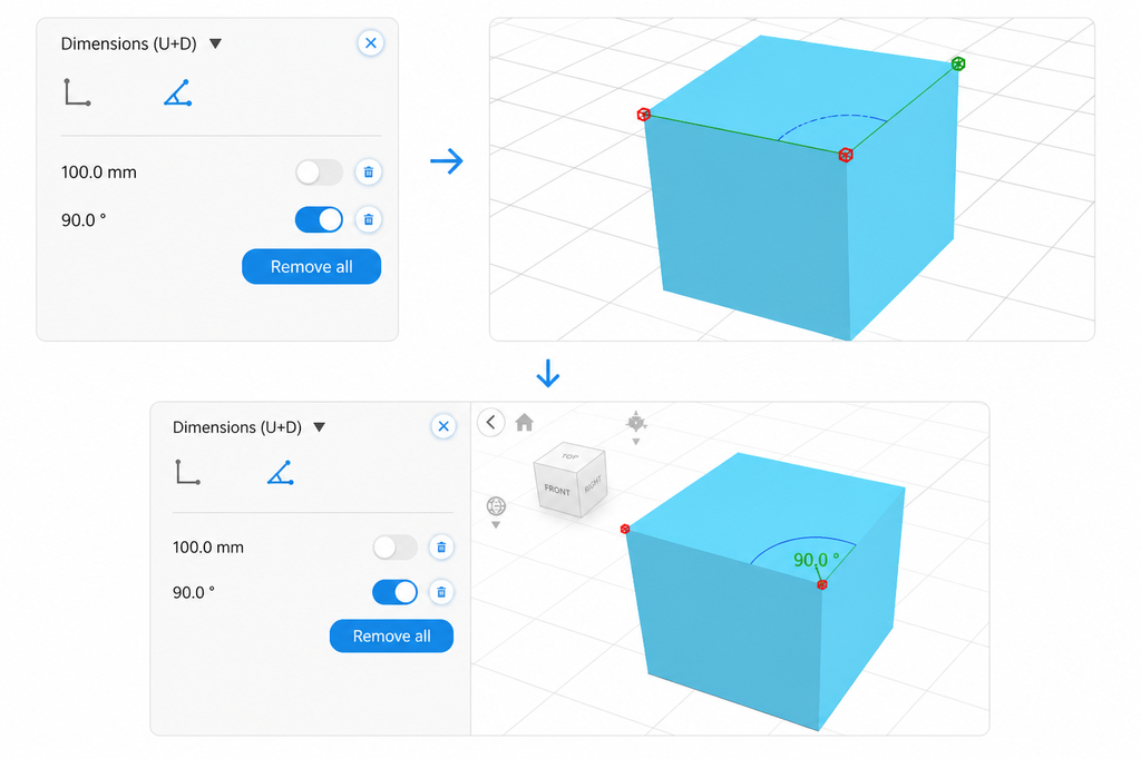 dimensions - highlight angle